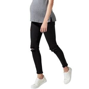 Blanqi Black Maternity Belly Support Distressed Skinny Jeans Size 4
